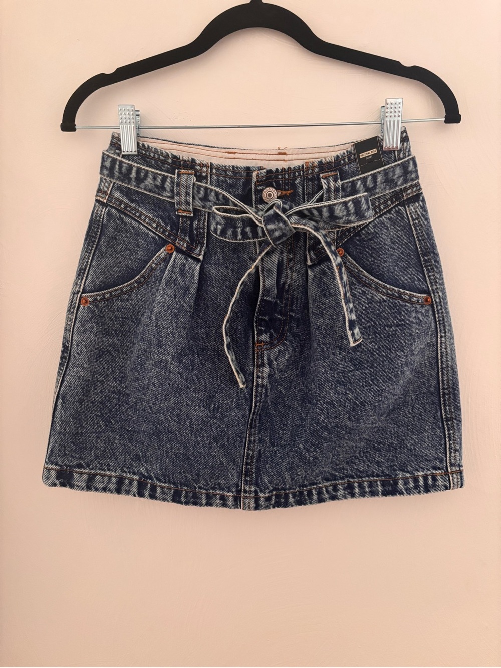 Abercrombie High-Waist Blue Denim Tie-Belt Skirt - Women
